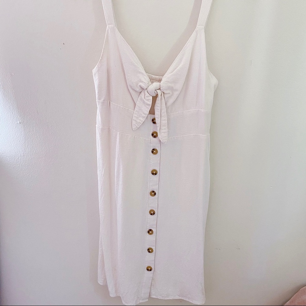 AEROPOSTALE Cream Button and Tie Detail Mini Dress